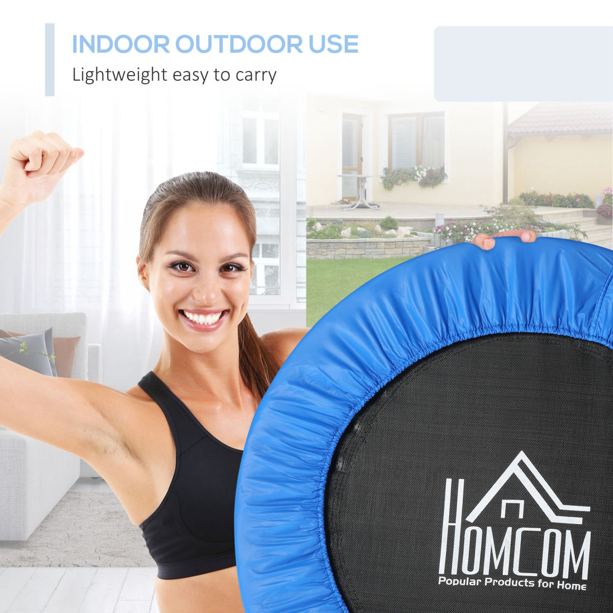 96 cm Foldable Mini Fitness Trampoline Exercise Rebounder Jumper, Blue