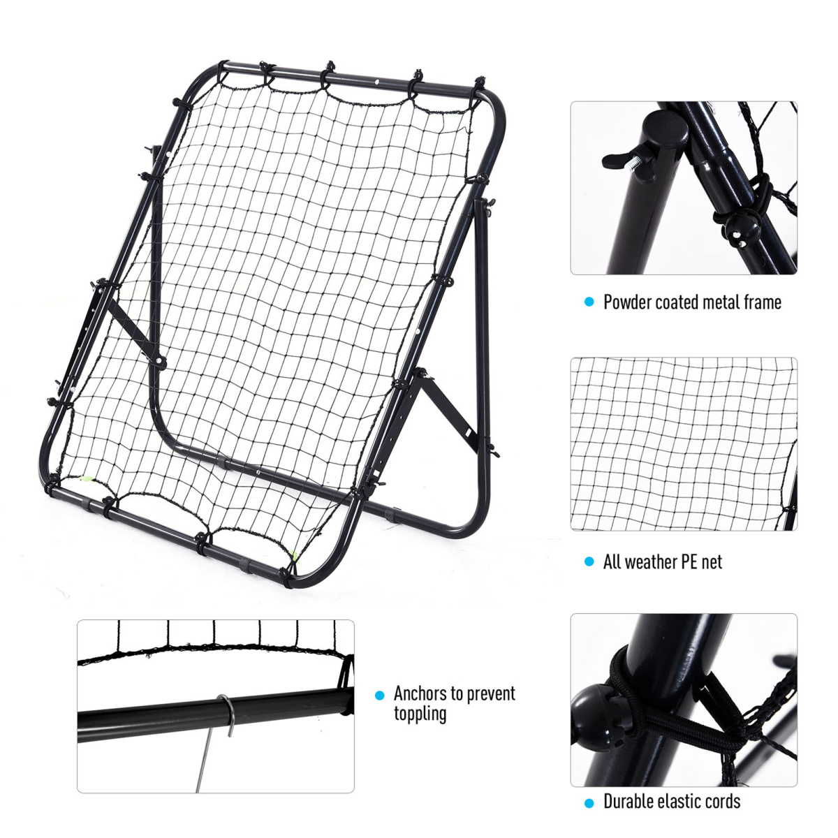 Rebounder Net Kids Adults Football Training Aid Practice Adjustable