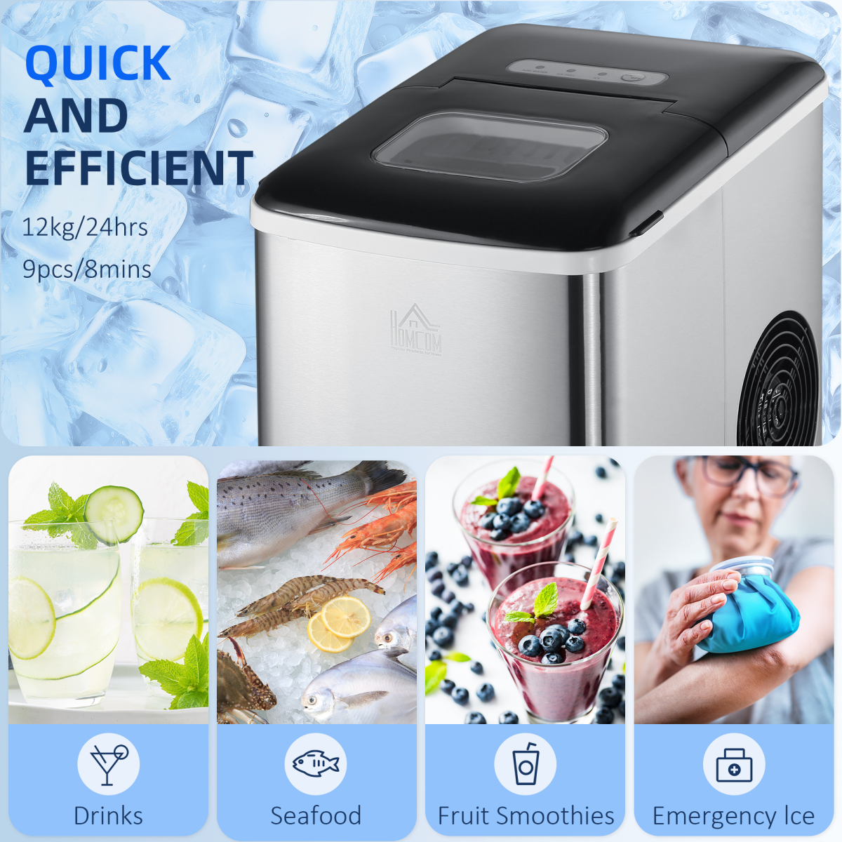 Ice Maker Machine Portable Counter Top Ice Cube Maker for Home Black