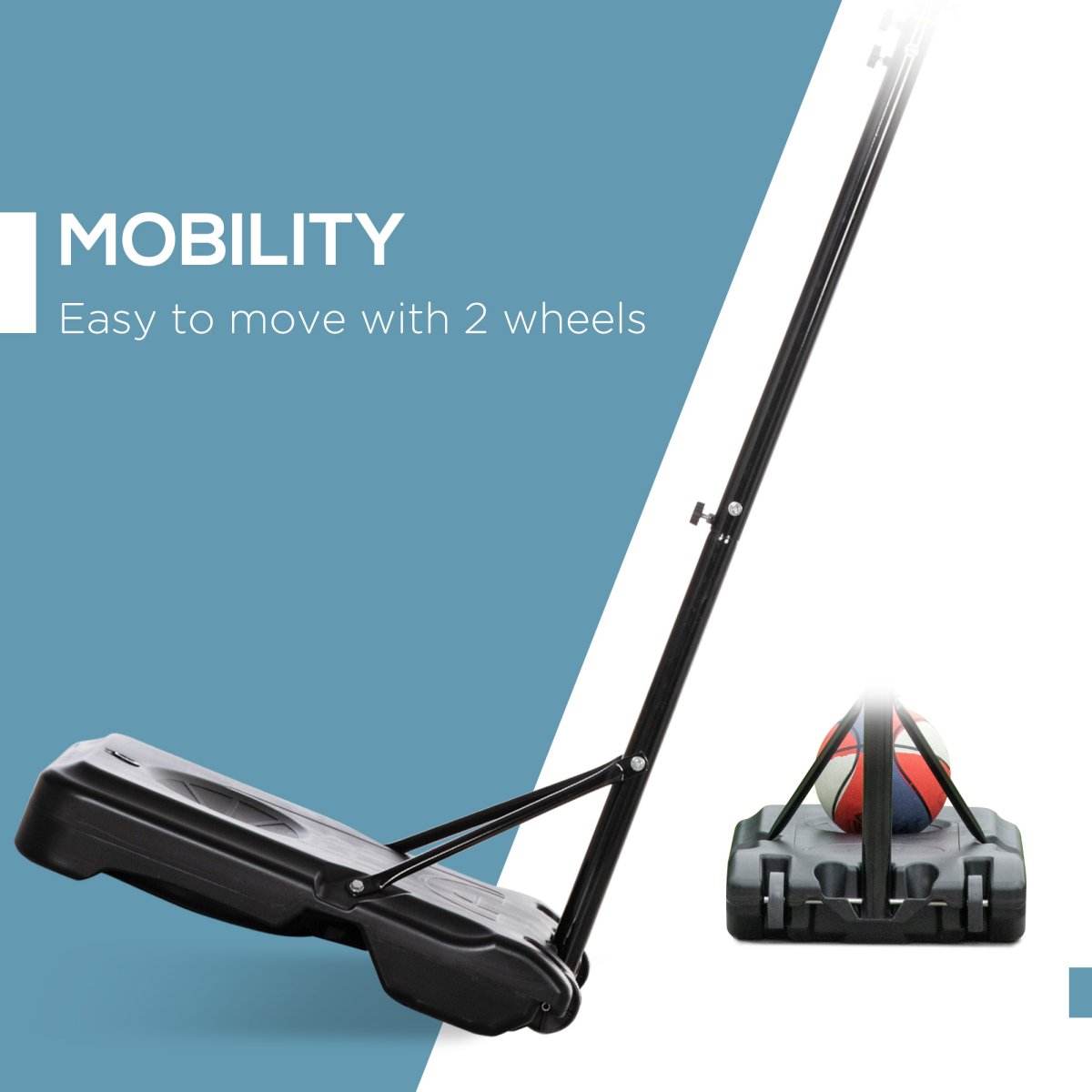 Adjustable Basketball Hoop Stand with Wheels and Weight Base 1.6-2.1m