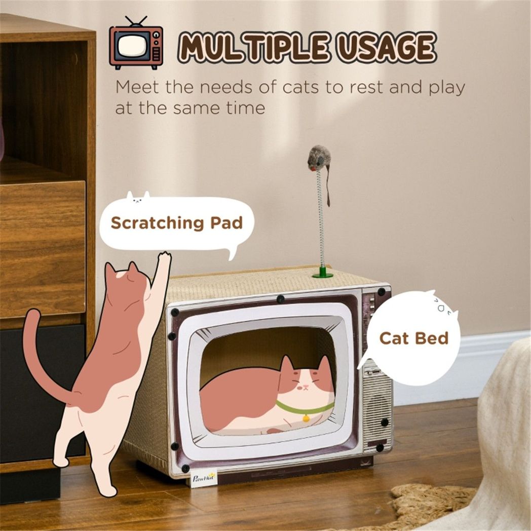 Cat Scratching House 32.5H x 43L x 23Wcm, Brown
