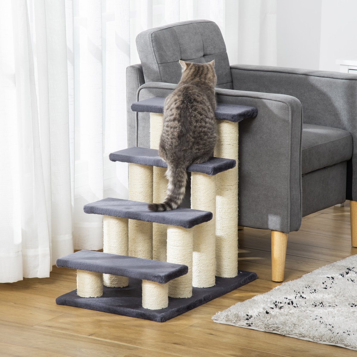 Cat Tree, Grey, Particleboard