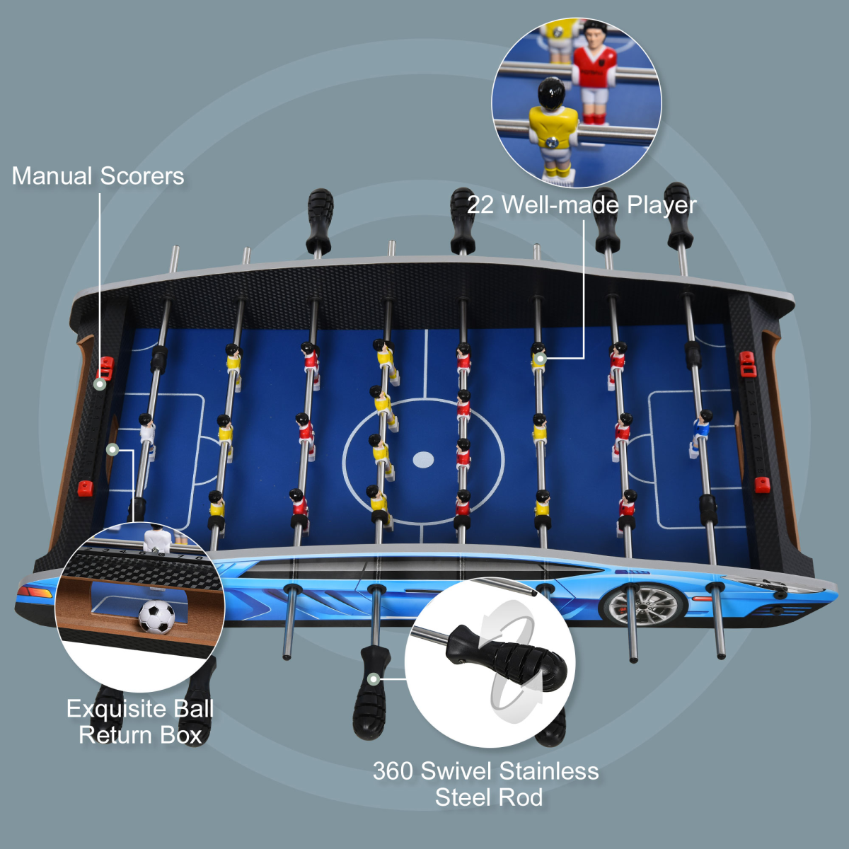 2ft Foosball Table Arcades Competition Sized for Kids, Adults, Indoor