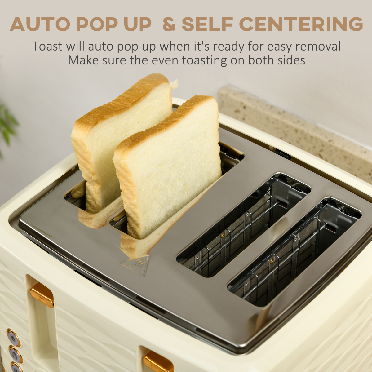Kettle and Toaster Set 1.7L Rapid Boil Kettle and 4 Slice Toaster Beige