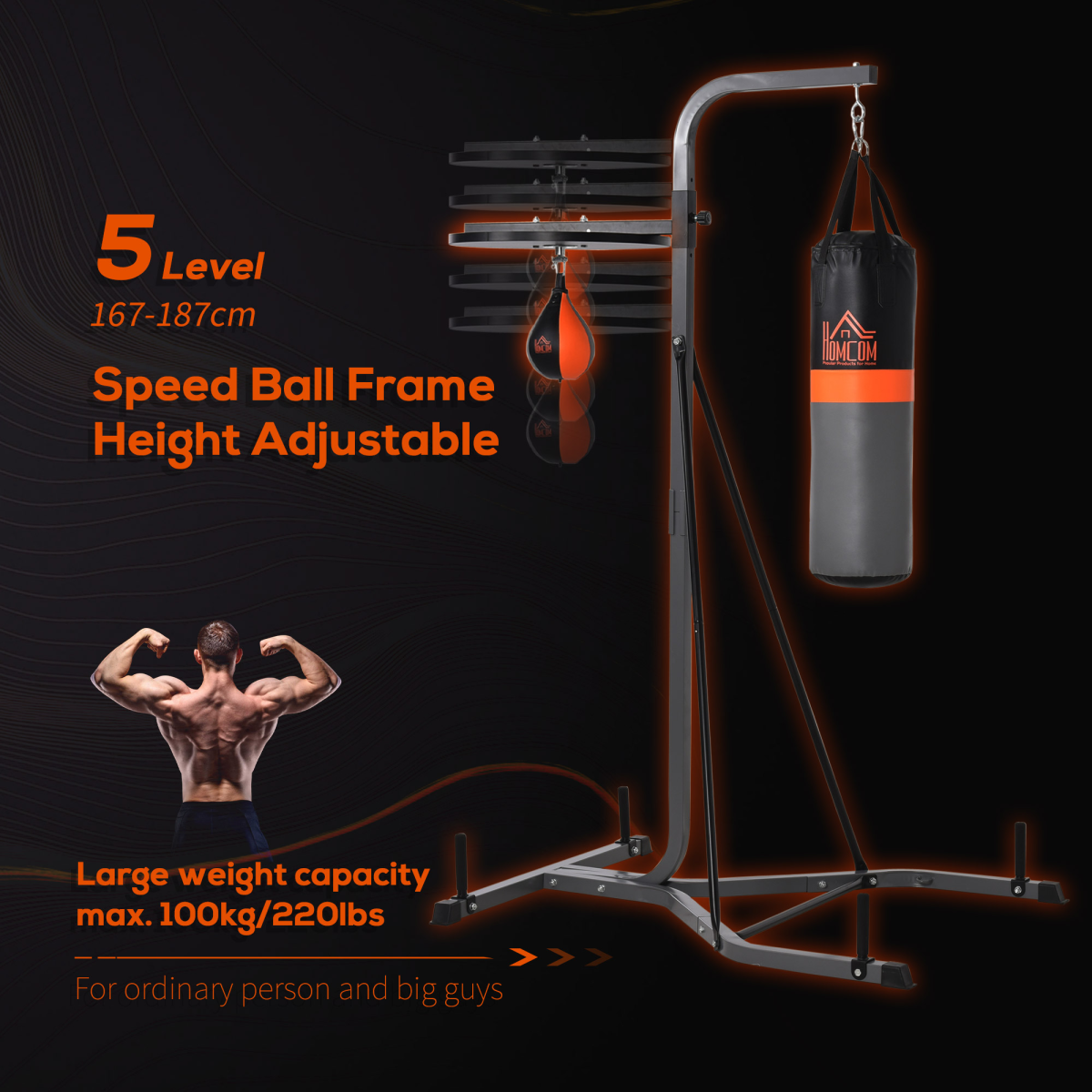 Punchbag and Speedball Boxing Station Frame Freestanding Training Home