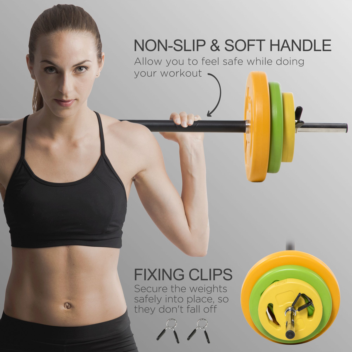 20kg Weights Barbell Set with Non-slip Handle for Strength Training