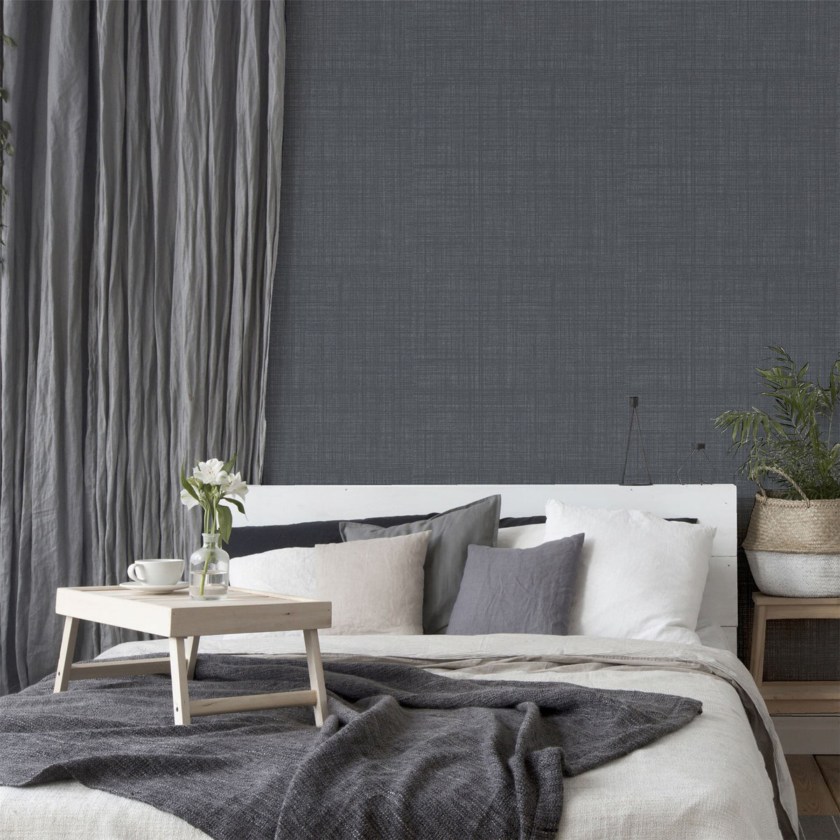 Weave Texture Dark Grey Wallpaper image 3