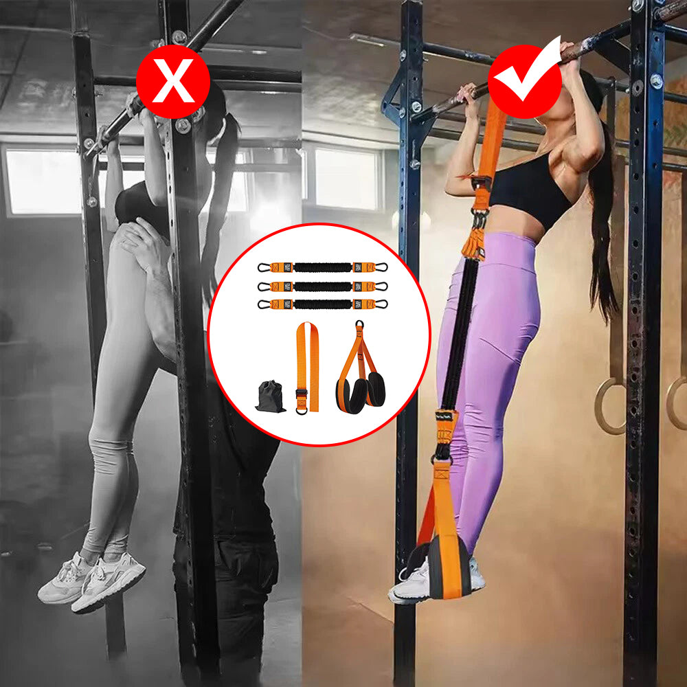 Pull Up Assistance Bands Set with Knee Rest, 225lb Resistance Training Kit image 8