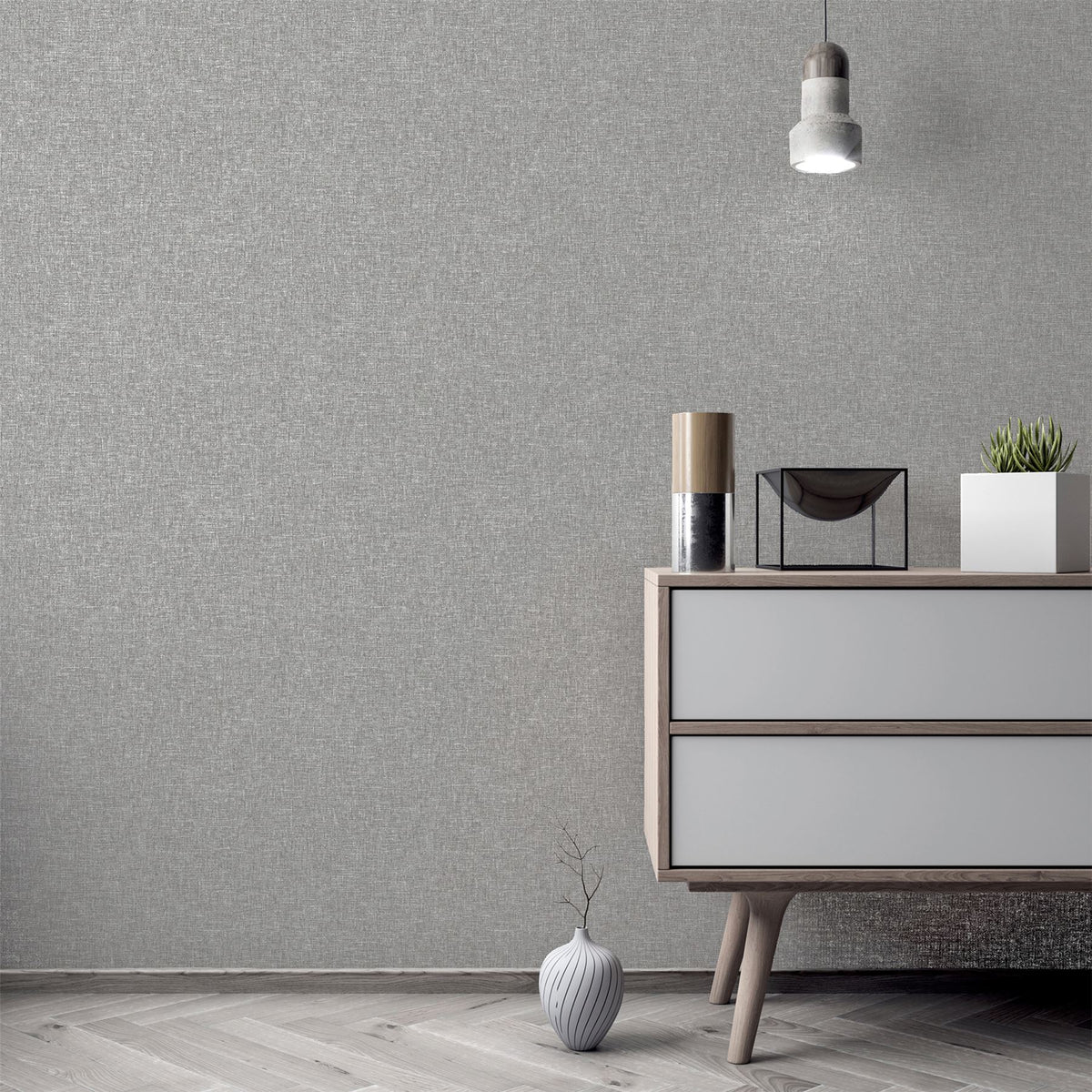 Linen Texture Mid Grey Wallpaper image 2