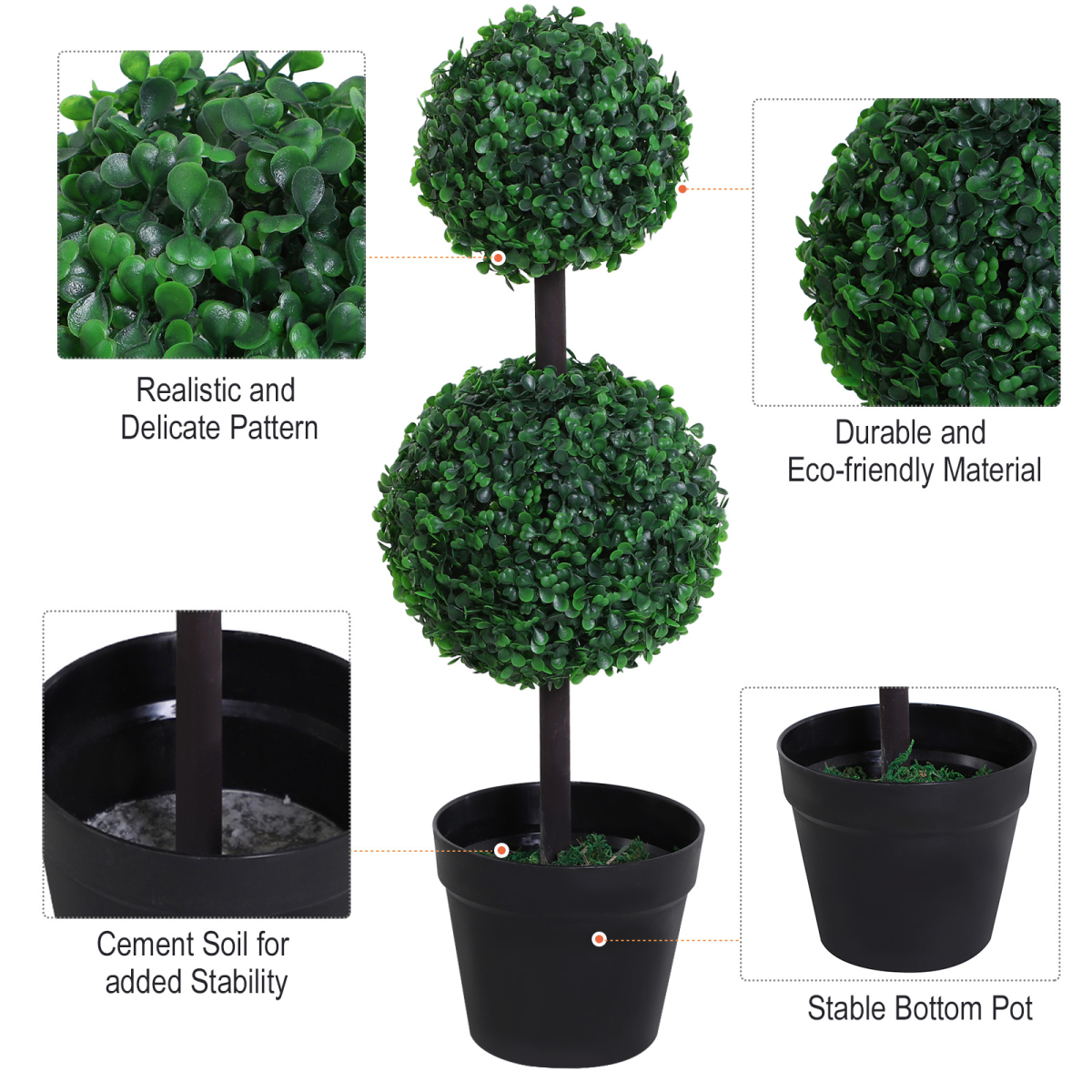 PE Set of 2 Artificial Boxwood Ball Topiary Plant Tree's Green image 6