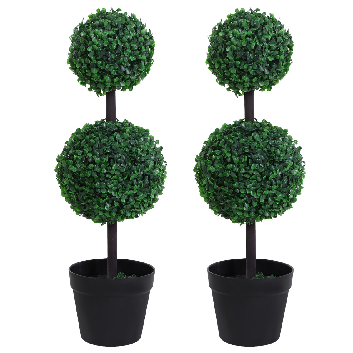 PE Set of 2 Artificial Boxwood Ball Topiary Plant Tree's Green image 0