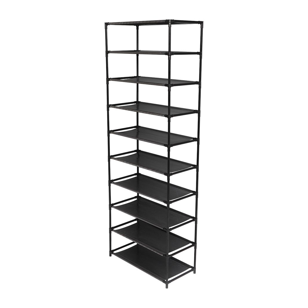 10 Tier Stackable Shoe Rack Storage Shelves - Stainless Steel Frame image 2