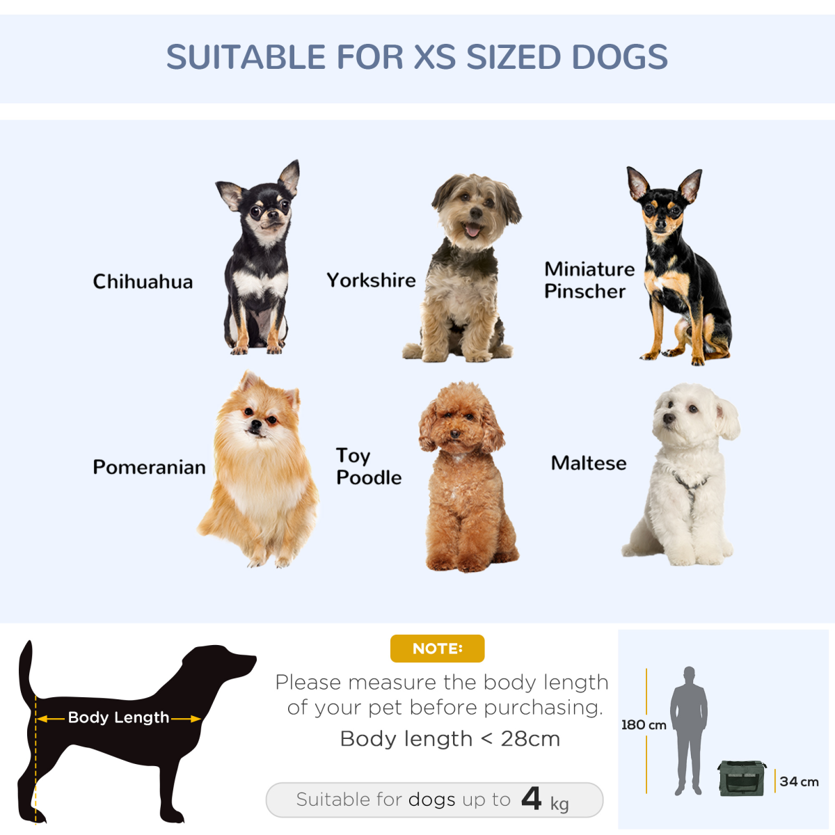 48.5cm Foldable Pet Carrier, Cat Bag with Cushion, for Miniature Dogs - Grey
