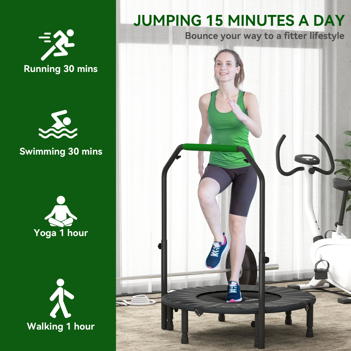 40" Foldable Mini Fitness Trampoline with Foam Handle