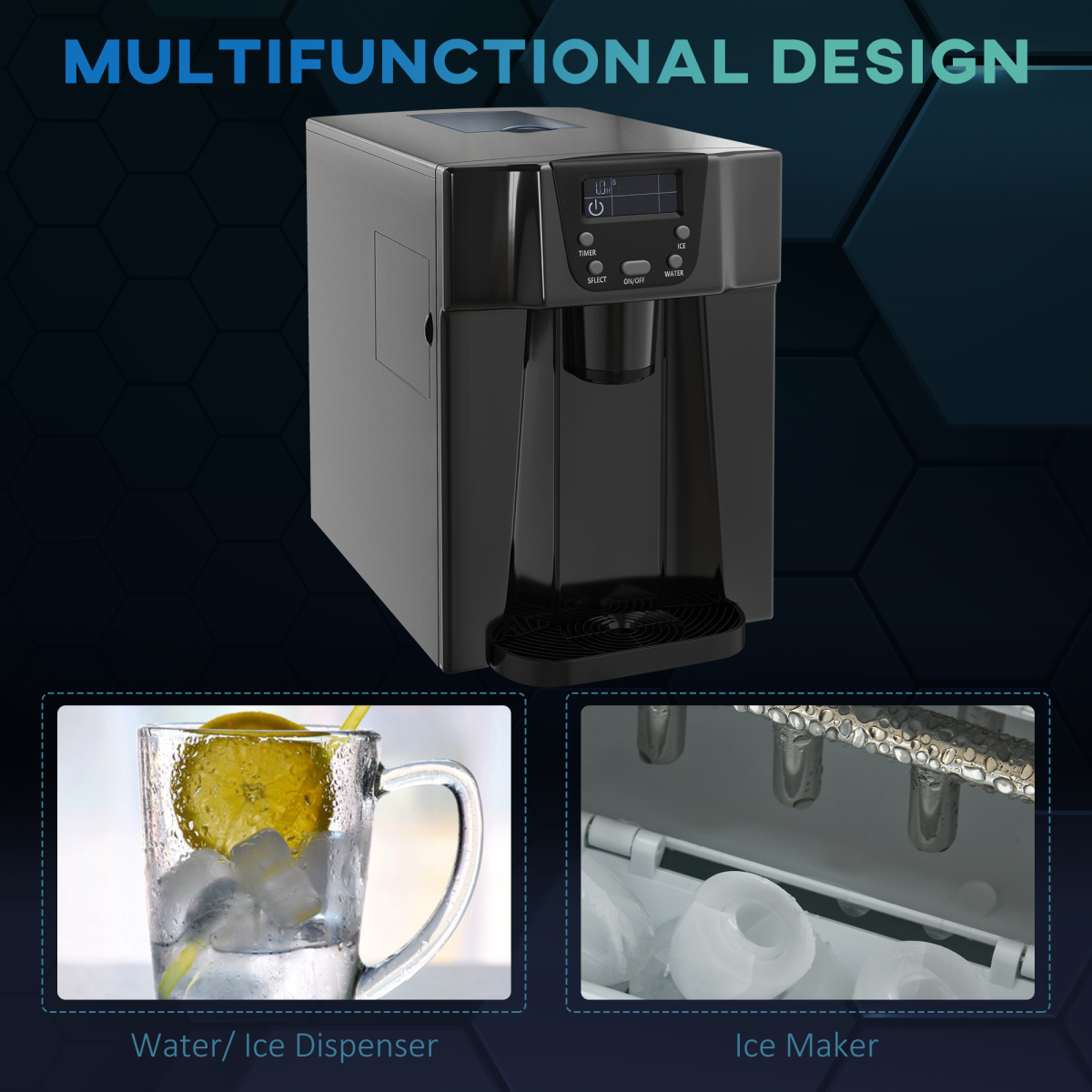 Ice Maker Machine and Water Dispenser No Plumbing Required Black