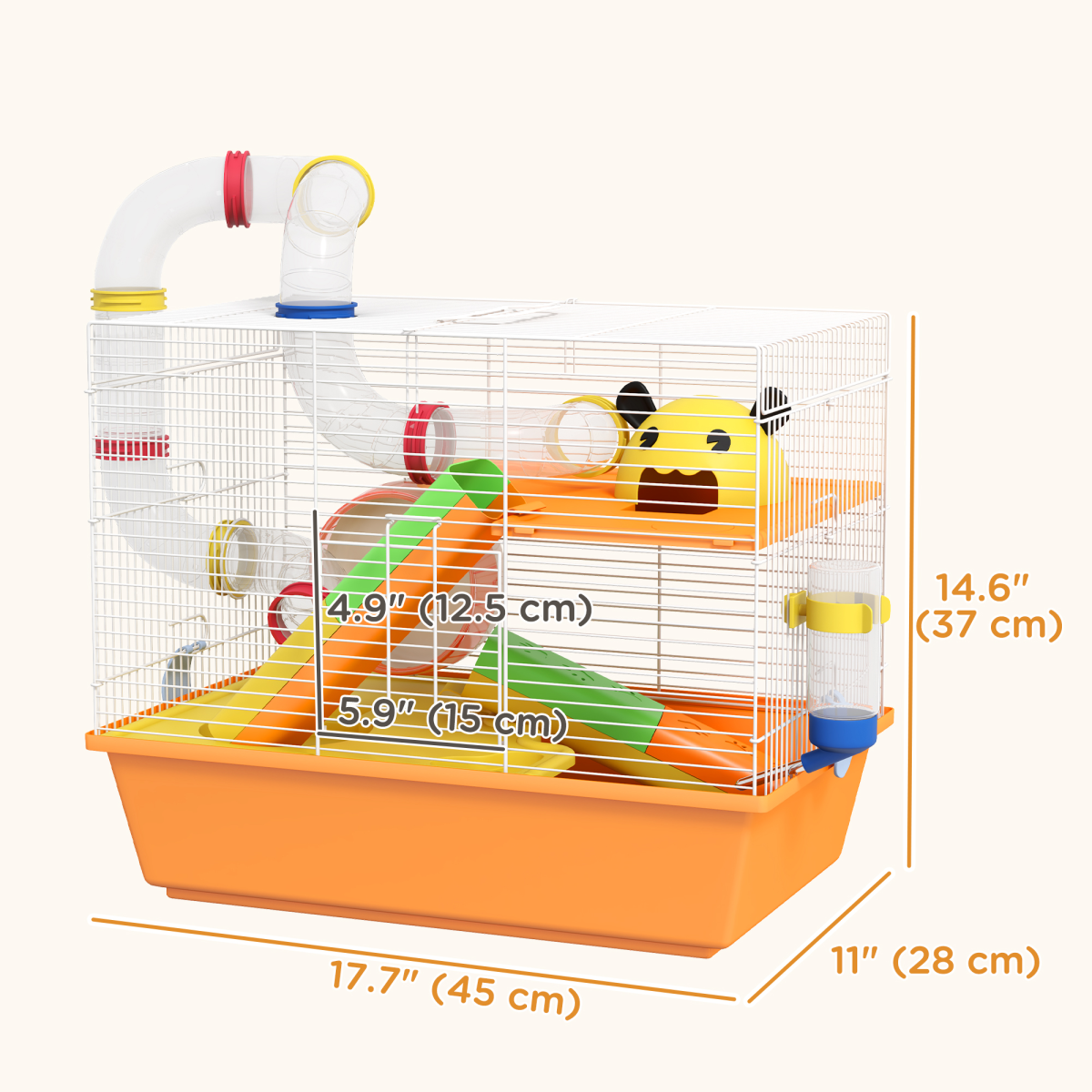 Hamster and Small Pet Cage, White, Steel