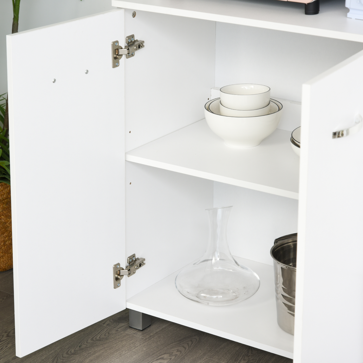 Freestanding Kitchen Storage Cabinet w/ Cupboard Cabinets Drawers Handles
