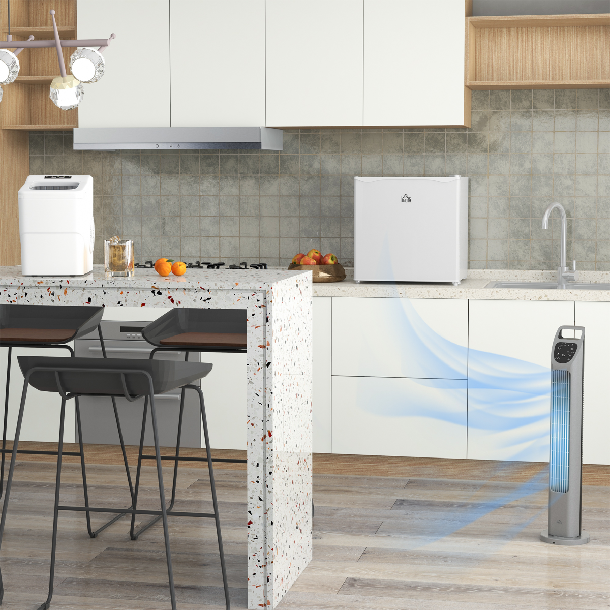 46L Counter Top Fridge with Chiller Box Mini Fridge for Bedrooms Cream