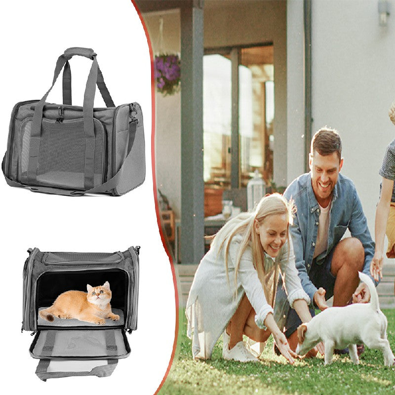 Pet Carrier Bag Large Black, Soft Fabric Folding Travel Bag for Cats and Puppies image 5