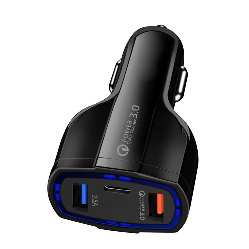Car Fast Charger Black, Universal USB and USB C 2 Port Socket Adapter image 1