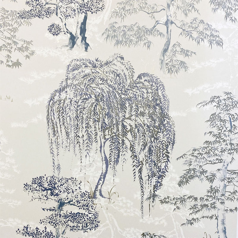 Oriental Garden Soft Blue Wallpaper image 0