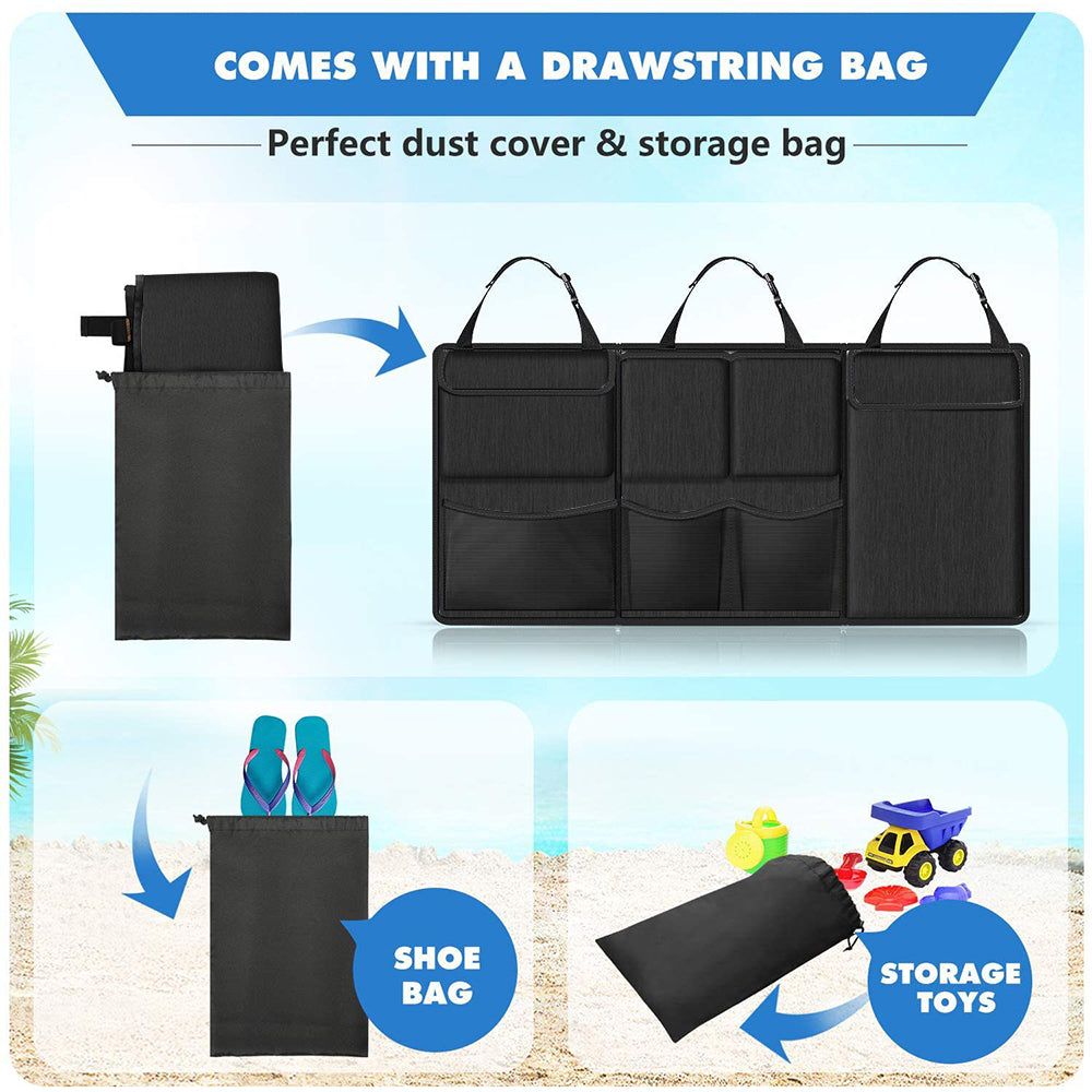 Car Seat Back Organiser Black, Detachable Storage Bag with Zips for SUVs and Vans image 6