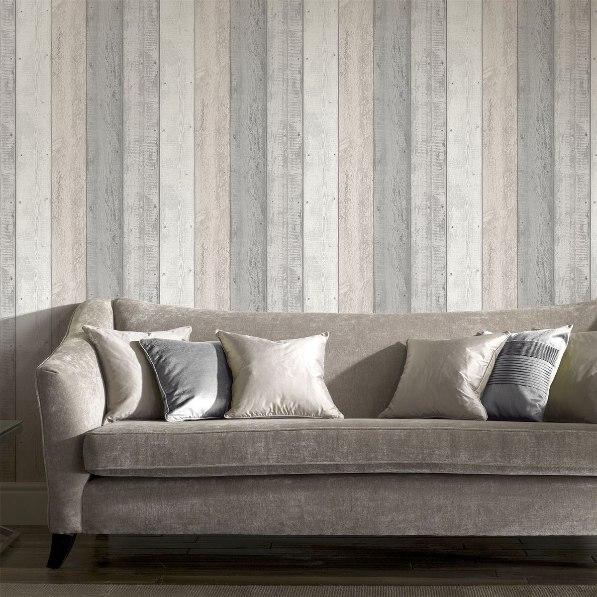 Painted Wood Pink and Grey Wallpaper image 5