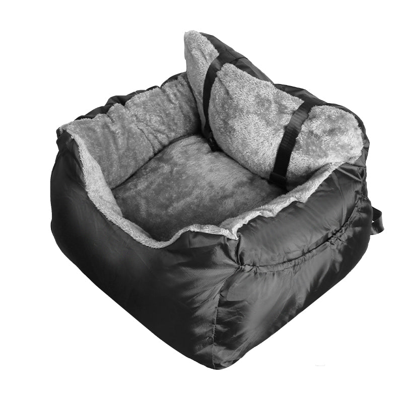 Dog Car Seat Black, Plush Booster Seat for Small Dogs and Cats with Safety Leash image 6