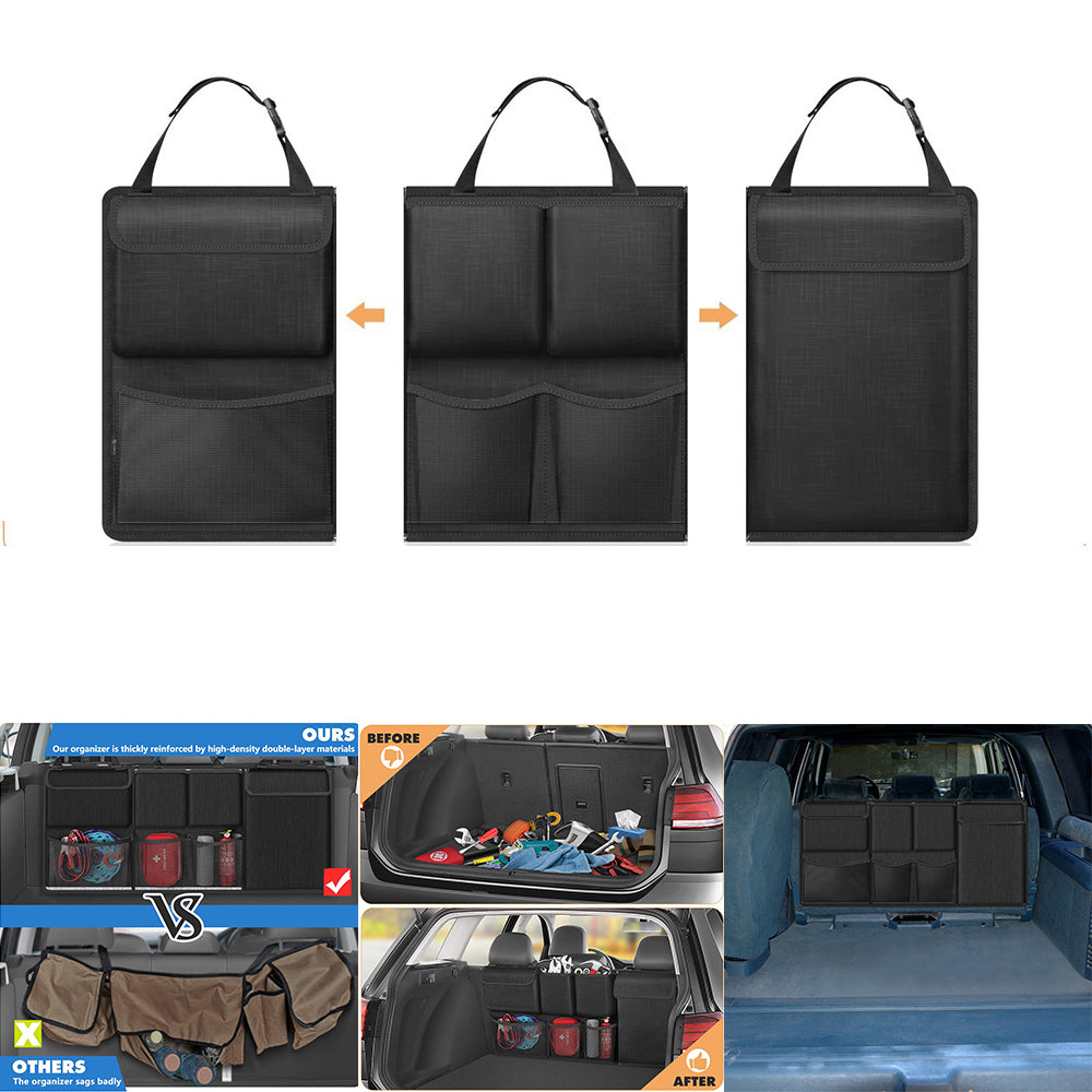 Car Seat Back Organiser Black, Detachable Storage Bag with Zips for SUVs and Vans image 10