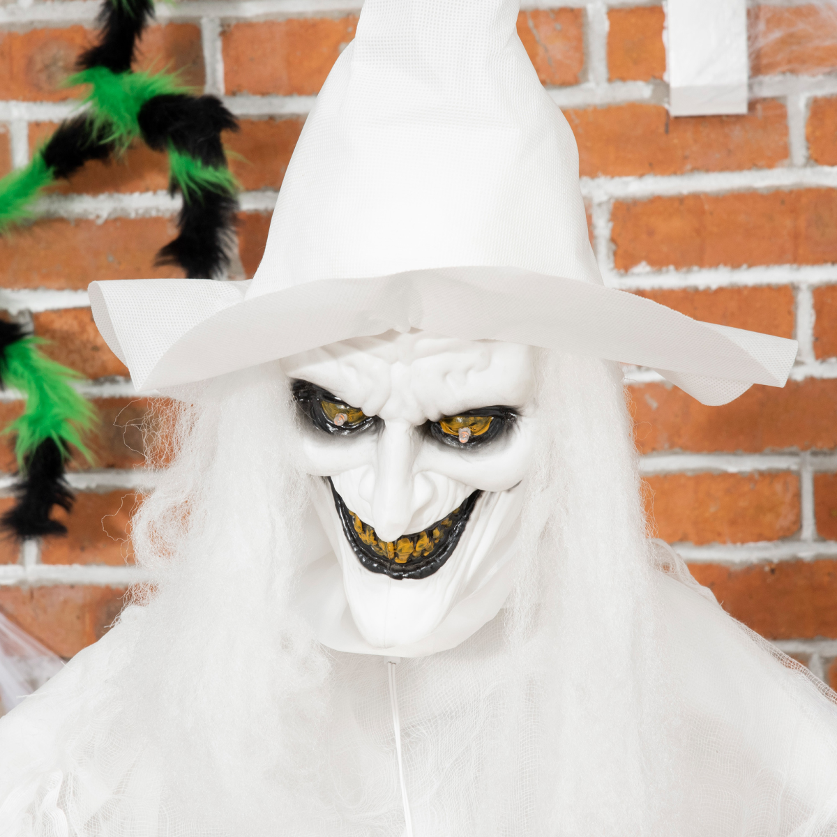 72 Inch Halloween White Witch Holding Pumpkin Skeleton Ghost Motion
