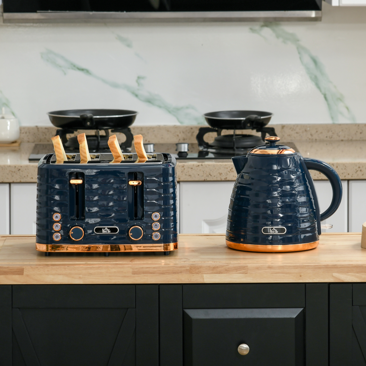 Kettle and Toaster Set 1.7L Rapid Boil Kettle and 4 Slice Toaster Blue