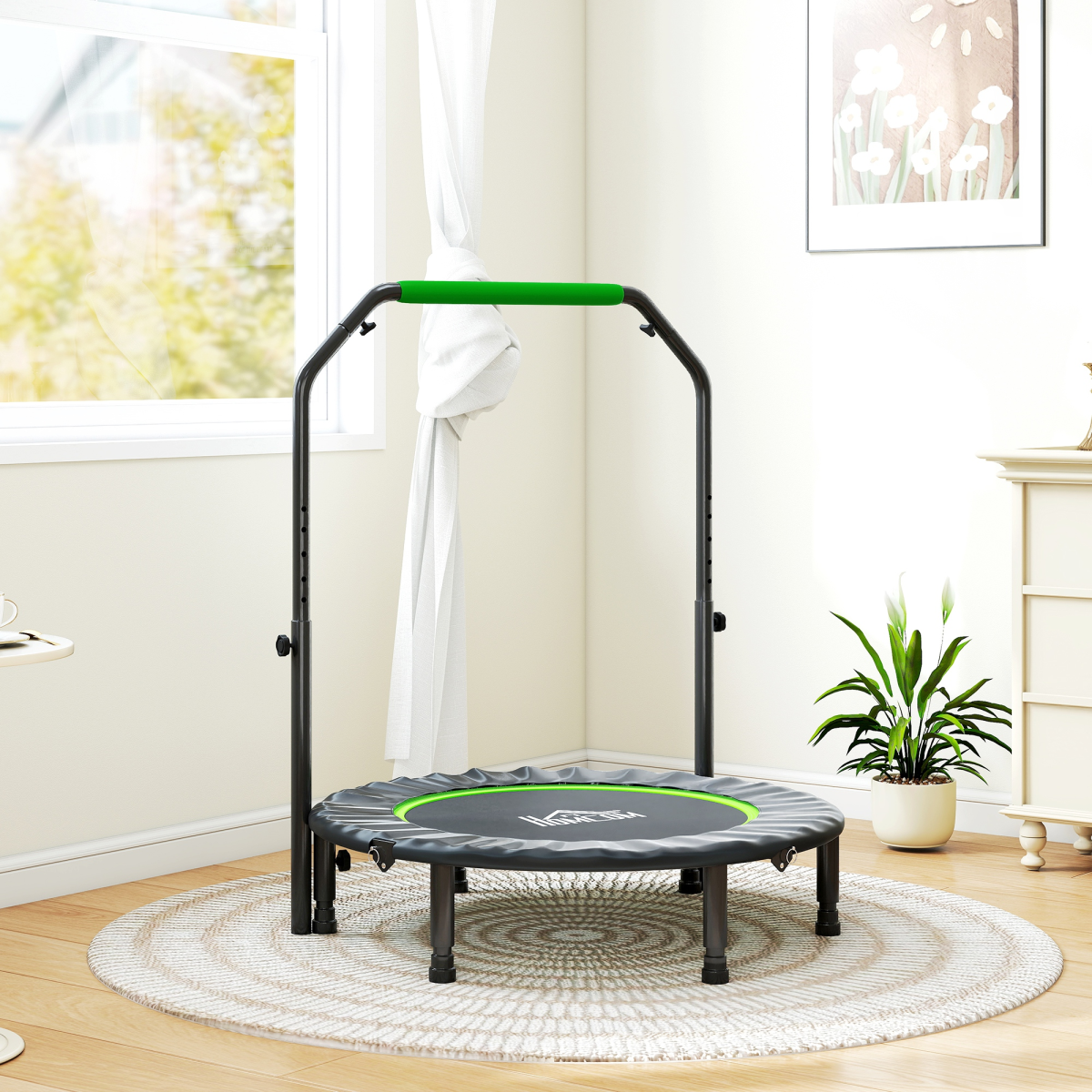 40" Foldable Mini Fitness Trampoline with Foam Handle