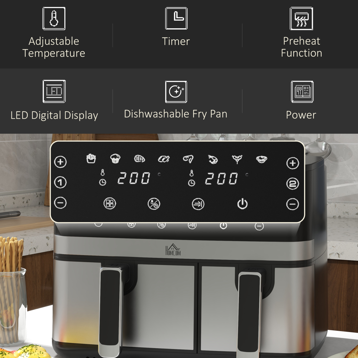 Dual Zone Air Fryer 8.5L Double Air Fryer with SYNCFinish 2700W