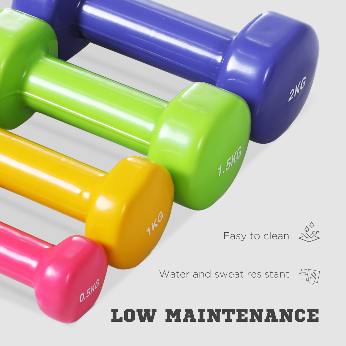 10kg Colourful Dumbbell Weights Set Home Exercising Toning with Case Gym