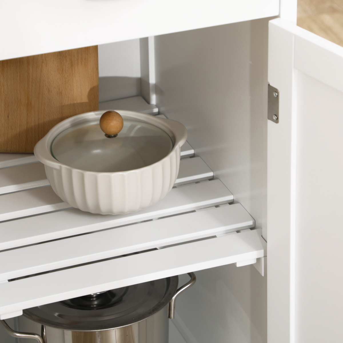 Kitchen Trolley Utility Cart on Wheels with Wine Rack, Drawer, Open Shelf
