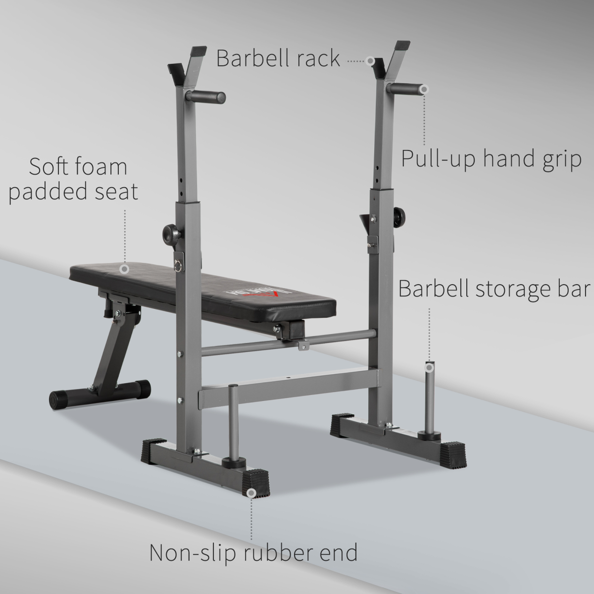 Adjustable Weight Bench Foldable with Barbell Rack and Dip Station