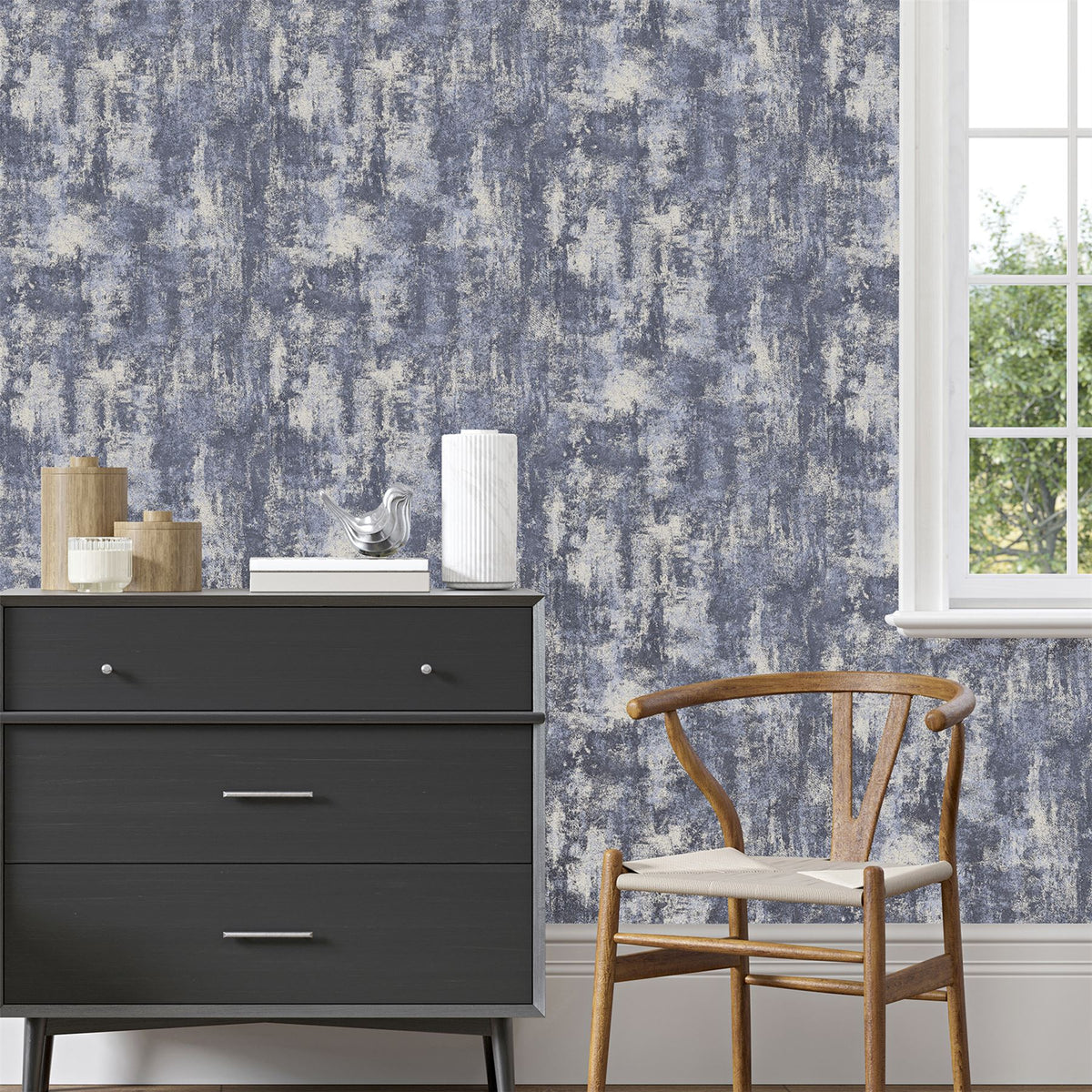 Stone Textures Navy/Silver Wallpaper image 3