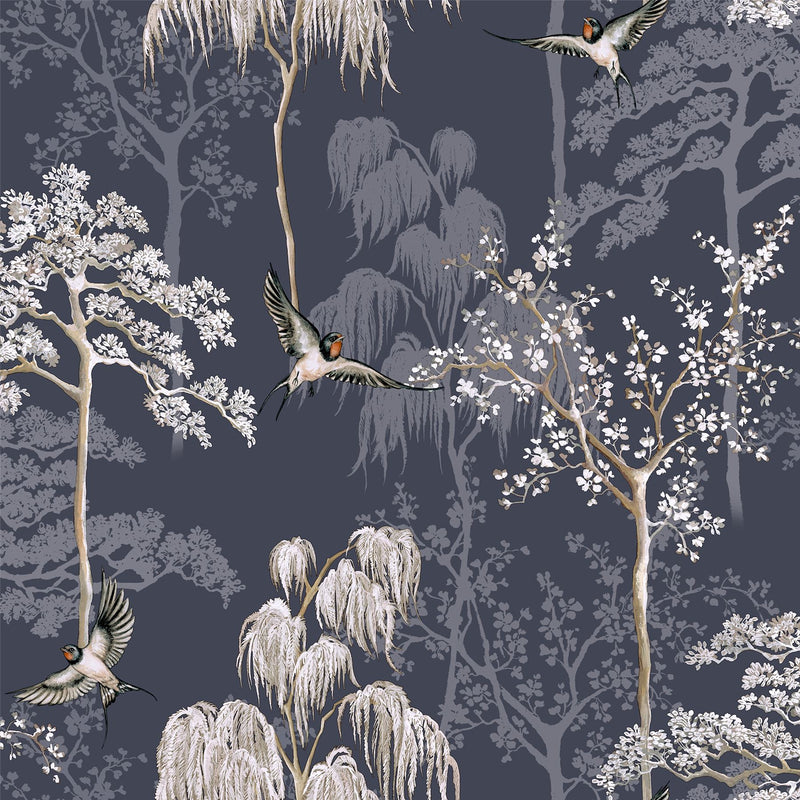 Japanese Garden Blue Wallpaper image 0