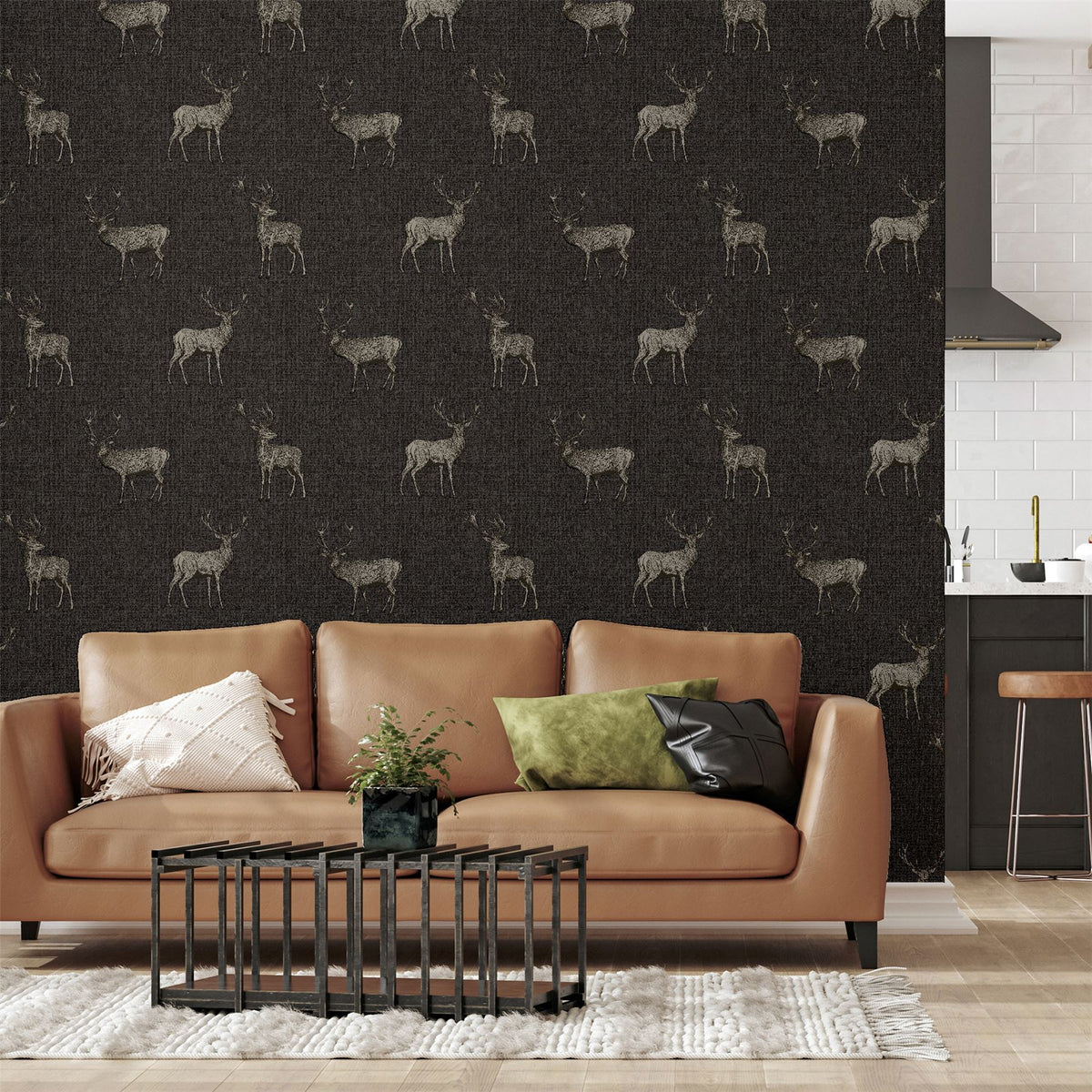 Heritage Stag Charcoal/Copper Wallpaper image 3