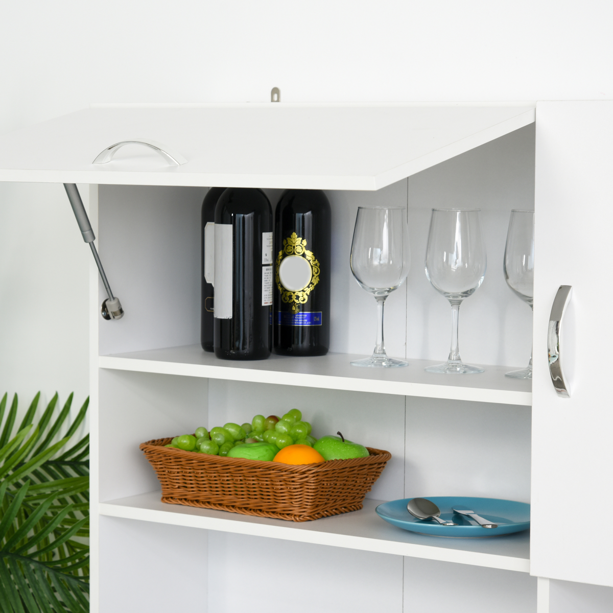 Freestanding Kitchen Storage Cabinet w/ Cupboard Cabinets Drawers Handles