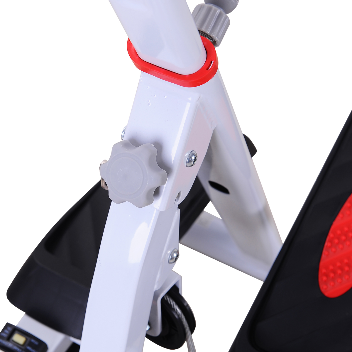 Foldable Stepper Adjustable Step Machine with Handlebar LCD Display, Red