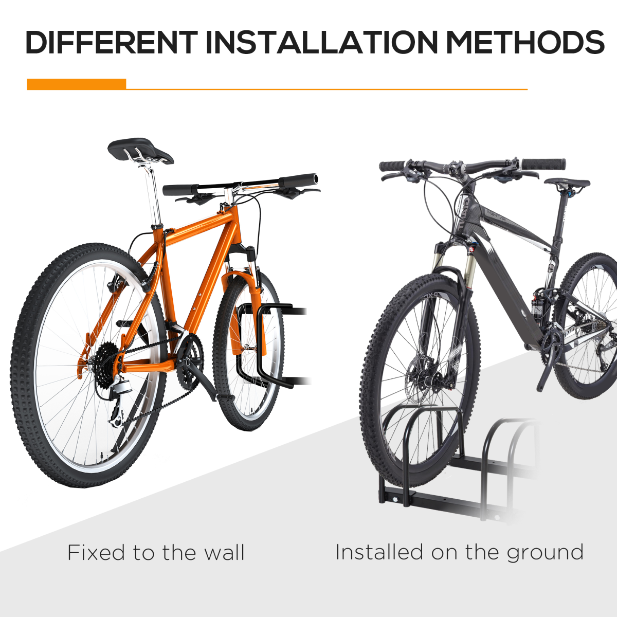 6 Bike Parking Rack Locking Storage Stand Holder Floor Wall Mount Black