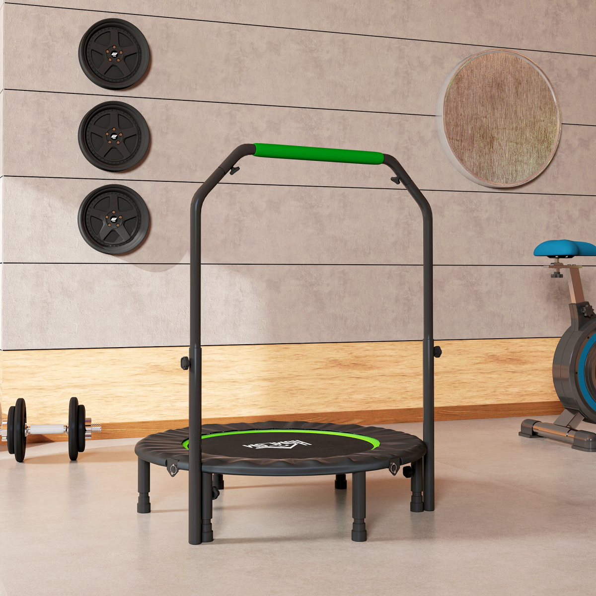40" Foldable Mini Fitness Trampoline with Foam Handle