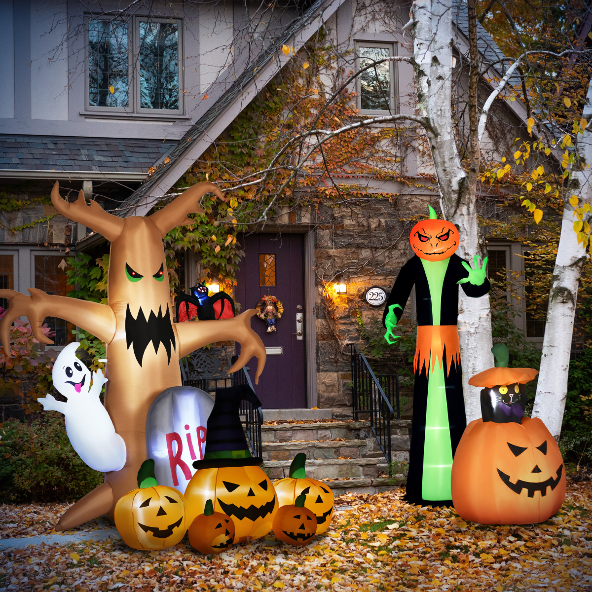 6ft Inflatable Halloween Large Pumpkin Hat with Four Small Pumpkins