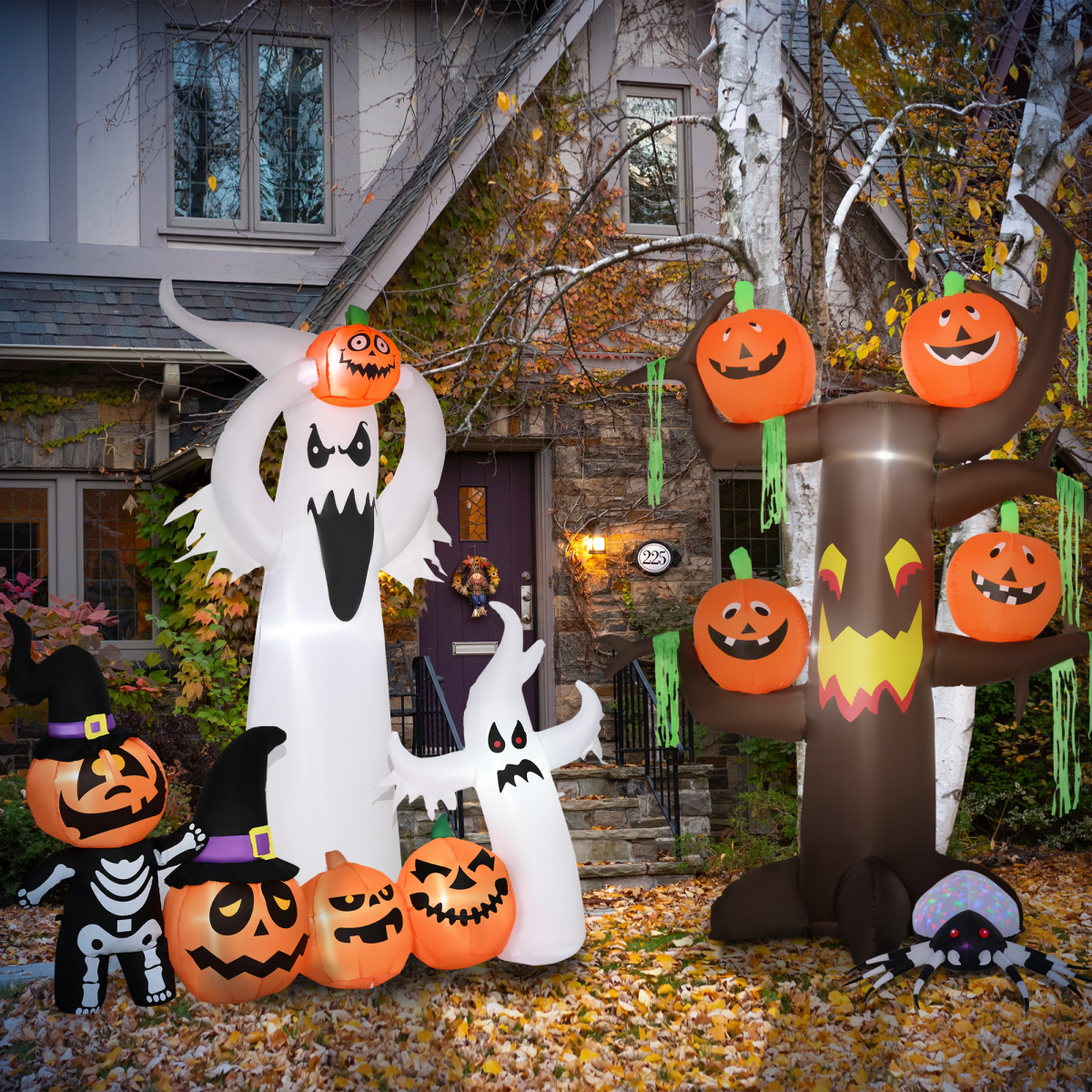 6FT 1.8m LED Halloween Inflatable Deco Floating Ghost and Pumpkin Party