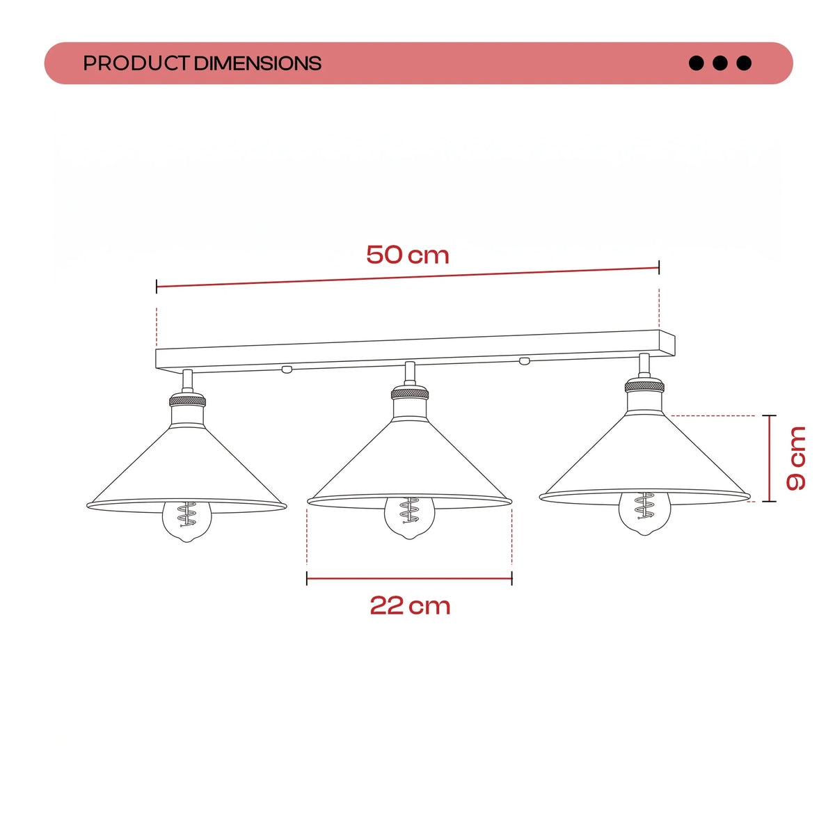 TRIPELJS 3 Light Metal Loft Ceiling Light E27 Lamp ~6190