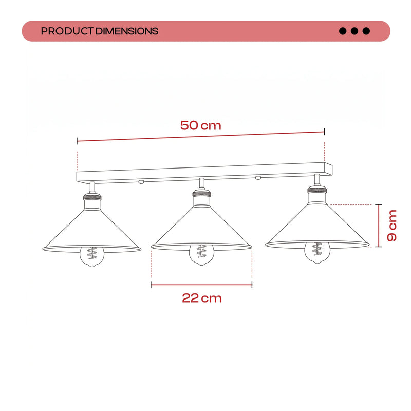 TRIPELJS 3 Light Metal Loft Ceiling Light E27 Lamp ~6190