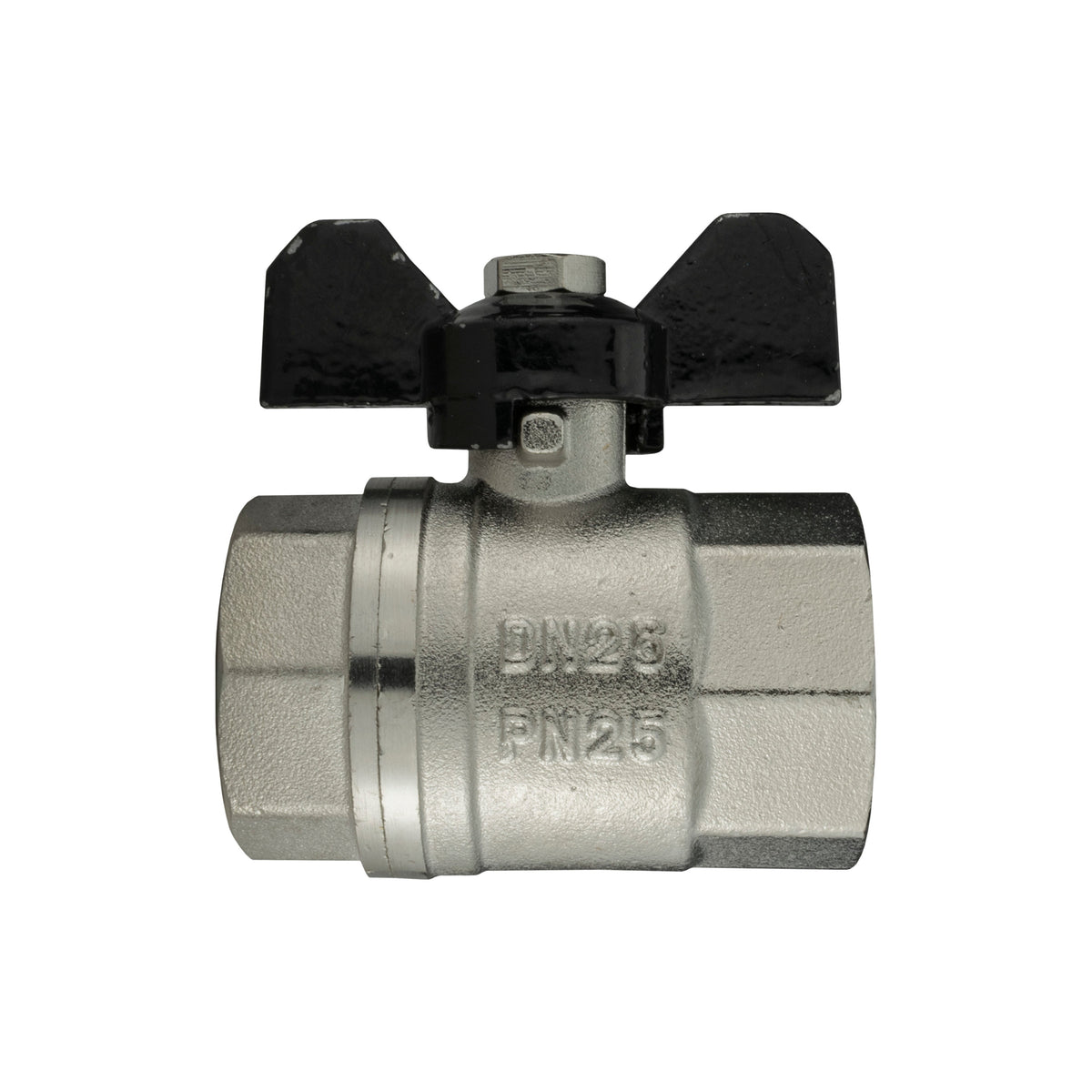 Female Nickel Plated Brass Butterfly Valve, 1/2"