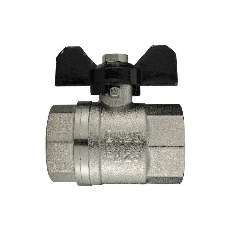 Female Nickel Plated Brass Butterfly Valve, 1/2"