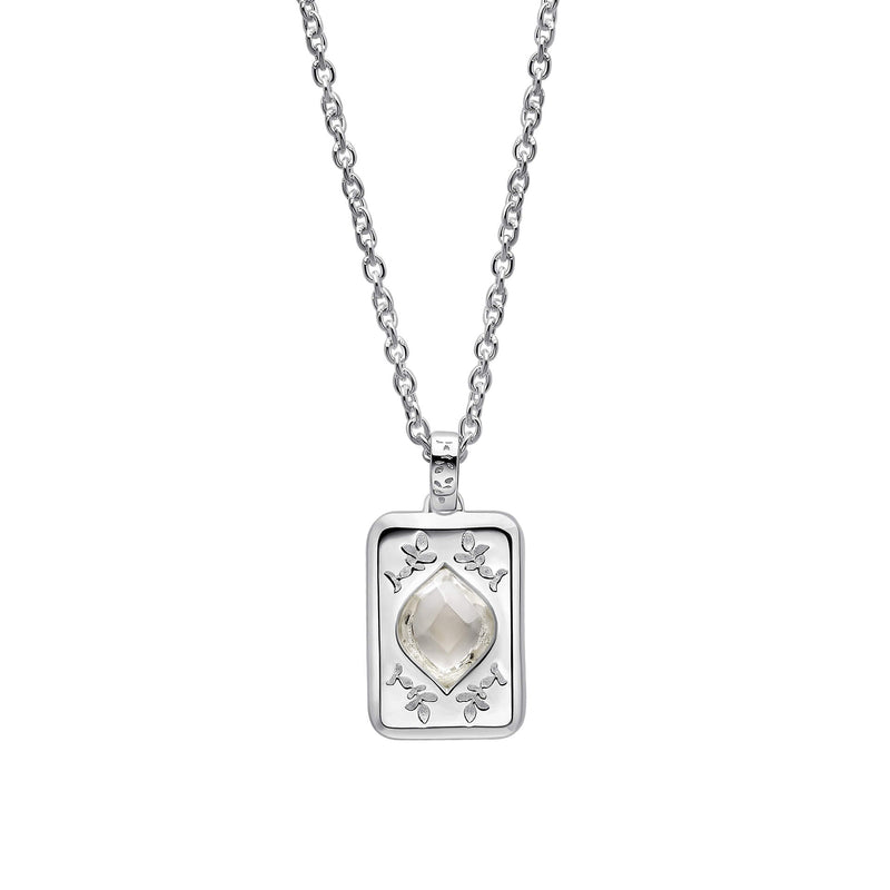 Laura Ashley Silver Foscot Damask White Topaz Necklace
